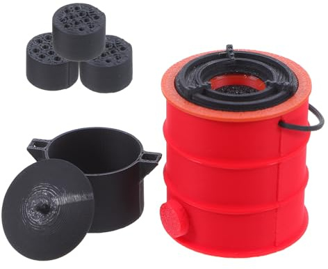 FRCOLOR 12 Scale Miniature Dollhouse Coal Stove Set with Red Stove, Pot, and 3 Honeycomb Coals – Mini Dollhouse Kitchenware for DIY Decor and ’s Furniture Accessories