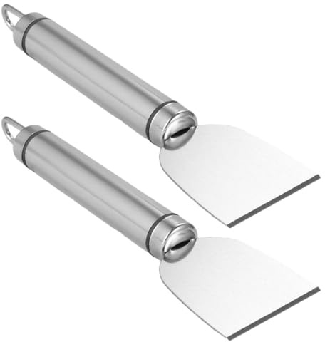 GALPADA Lot de 2 Grattoirs en Acier Inoxydable Argentés pour Nettoyage la Cuisine, Spatules Polyvalentes pour Enlever Taches Tenaces et Autocollants, pour Murs et Plaques