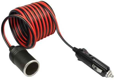 OcioDual Cable Mechero Coche de 1 Metro, Alargador Enchufe 12V, Extensor Mecheros, Accesorios Coche, 12V/24V 15A Cable Alargador de Corriente, Enchufe Leds