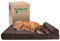 Furhaven Orthopädisches Hundebett für große Hunde mit abnehmbarer Nackenrolle und waschbarem Bezug, für Hunde bis zu 56,7 kg – Fleece und Cord Nackenrolle Chaiselongue – dunkles Taupe (Dark Espresso),