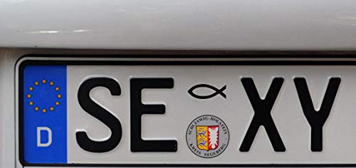 Ritter Mediendesign 2 Stück Nummernschild Aufkleber Jesus Fisch Ichthys Sticker Kennzeichen Waschstrassenfest UV-Beständig