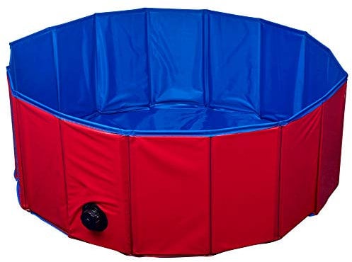 URBNLIVING Large Foldable Pet Pool Bathtub Ø 80 x 20 cm Red/Blue - 2 (Medium)