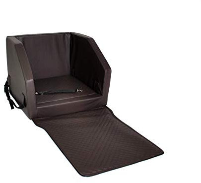 Mayaadi Home Hundeautositz Beno Hundesitz Hundebett Autokörbchen Autositz Kunst Leder Auto Sitz Wasserdicht Waschbar Sicherheitsgurt Braun S- (55x55cm)-Vorne