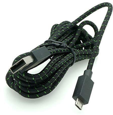 Genuine 9ft Braided Micro USB Charging Cable for Microsoft Xbox One Elite Controller Power Cord Black