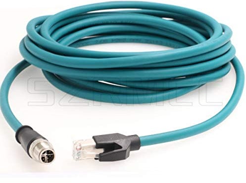 SZRMCC M12 8 Pin X-Coded Stecker auf RJ45 Ethernet Kabel Cat7e Gigabit Geschirmtes Wasserdicht Kabel für Basler GigE Cognex In-Sight Vision Industrial Kamera Sensors (Blau,10m)