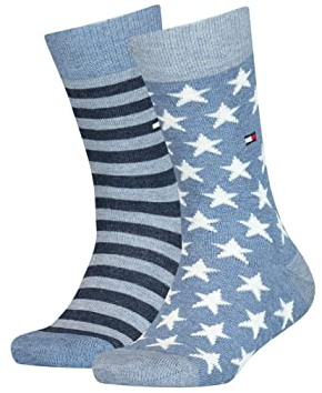 Tommy Hilfiger Unisex Kids Stars And Stripes Kid's Socks (2 Pack) Socks, Jeans, 23/26