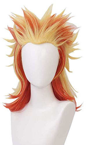 Topcosplay Kurze Schwarz Perücke für Halloween Kostüm Party (Rengoku Kyoujurou)