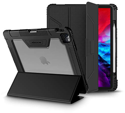 Nillkin Hülle für iPad Pro 11'' 2020, Full Body Ultra Slim Schutzhülle Stoßfeste Hülle mit Apple Stifthalter und Auto Schlaf/Wach Funktion Flip Lederhülle kompatibel mit iPad Pro 11 Zoll 2020