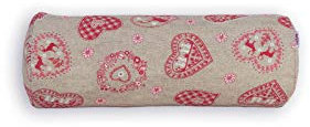 beties Alpen Hütte Nackenrollenbezug ca. 15x40 cm Kissenbezug Kopfkissenbezug Sofakissen Nackenrollenbezug in beige-rot