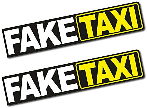 2 x Aufkleber Faketaxi 13x2,7cm Funsticker Fake Taxi Driver Fun Aufkleber Hologramm Oilslick Sticker für Auto Motorrad Bus Wohnwagen Kfz Zubehör R103 (Normal)