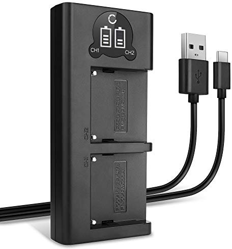 CELLONIC Smart & Fast NP-FM50 NP-QM91 Dual Charger compatible with Sony CCD-TVR118 CCD-TRV138 HDR-HC1 GV-D1000 HDR-SR1 DCR-PC100 DCR-TRV350 BC-VM10 USB Cable Charging Cable USB Power Supply