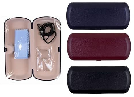 Custodia Protettiva in Plastica Rigida Portaocchiali, Porta Occhiali da Sole con Panno per la Pulizia e Cordino per il Collo, Confezione da 1