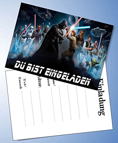 10 Einladungskarten für Geburtstag Partys und Kindergeburtstag kompatibel mit Star Wars Nr. 9