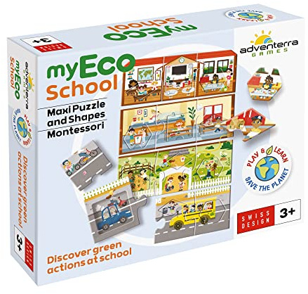 Adventerra Games, Myeco School, Puzzle ab 3 Jahren, XXL Format, Montessori-Lernspiele ab 3 Jahren, Ökologische Kinderspiele