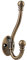 HASWARE 6 PCS Double Prong Robe Hook, Large Dual Coat Hooks with 12 Pieces Screws Wall Mounted Hooks Robe Antique Hooks Hangers Heavy Duty for Home Coats Hat Clothes Hanger Towel Keys (Antique Brass)