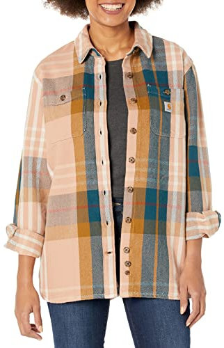 Carhartt Herren Loose Fit Schweres Twill Langarm Plaid Shirt, Stuck, Klein