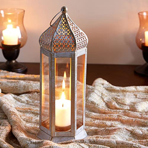 MARRAKESCH - Lanterna stile boho Raki 23 cm, lanterne orientali per esterni come decorazione per balcone o per interni come davanzale