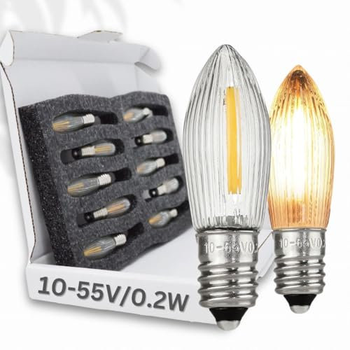 BERGLäMPL 10x Universal Filament LED 10V-55V/0.2W für 3W Glühbirnen, warmweiss leuchtend (Universal 10-55V)