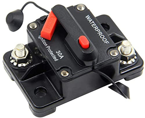 RKURCK Interruptor de circuito de reinicio manual de 12 V - 42 V CC 30 A, soporte de fusibles para coche, automóvil, barco, audio, 30 amperios