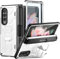ANROD per Samsung-Galaxy-Z-Fold-3-5G Custodia Robusta con S Pen Holder [Cavalletto] [Protezione cerniera] [Protezione schermo], Antiurto TPU PC Protettiva Militare Robusta Cover (Bianco)