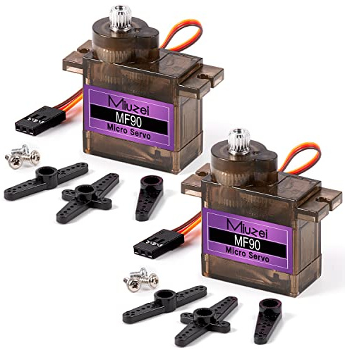 Miuzei Micro Servo Motor 9g Metallgetriebe 180° für RC Modellbau 2 Stück | Mini Digital Servos Metallgetriebe verschleißfest, 2 kg·cm, 0,08s/60°, 4,8-6V, für RC Flugzeug Auto Roboter Arduino Boot