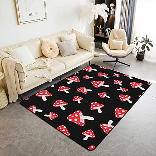 Loussiesd Pilze Wohnzimmerteppich 150x200cm Kawaii Pilz Teppiche Matte für Wohnzimmer Schlafzimmer Wilde Pilz Stuff Dekor Teppich Rutsch Bereich Runner Teppich