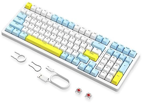 MAGIC-REFINER K3MAX Clavier Mecanique Gamer, Apex Pro TKL Clavier Gaming Filaire, 18 RVB Rétroéclairé, Anti-ghosting Hot Swapable 100 Touches, Mousse EVA, pour Win/Mac(US QWERTY, Interrupteur Rouges)