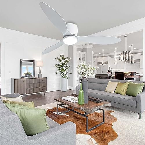 GWYAJTU Grande 100cm Ventilador De Techo Con Luz Y Mando A Distancia Lampara Ventilador Techo DC Reversible Silencioso LED Tres Colores Ceiling Fan with Light Para Salón Dormitorio-B||42in