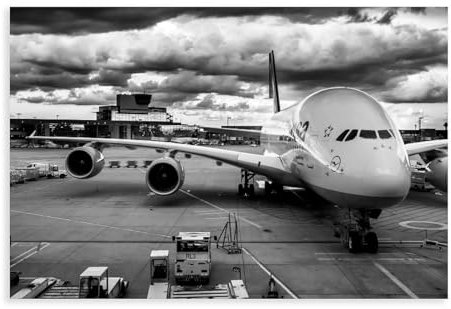 MAHWER Leinwand-Poster mit Flugzeug Flughafen, Schlafzimmer, Dekoration, Sport, Landschaft, Büro, Raumdekoration, Geschenk, ungerahmt, 30 x 45 cm