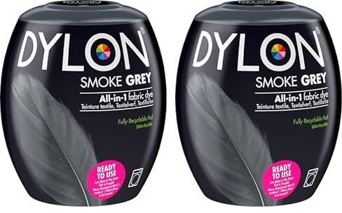 DYLON Washing Machine Fabric Dye Pod for Clothes & Soft Furnishings, Smoke Grey, 350 g (Pack of 2)