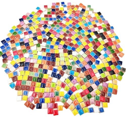 Piastrelle quadrate per mosaico in ceramica da 500 g, 500 pezzi, 1 x 1 cm, realizzate a mano, creative, micro mosaico creativo per gli innamorati, progetti fai da te e decorazioni per la casa (colori