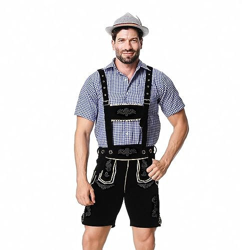 ARtray Weste Fell Schwarz Herren Halloween-Kostüme, europäische und amerikanische traditionelle ethnische Aufführungskostüme Fechten Anzug (Black, L)