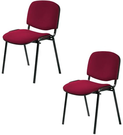 Topsit 2er Set Besucherstuhl ISO, Bequemer Konferenzstuhl, stapelbar, mit gepolsterter Sitzfläche und Rückenlehne. CLA000007 (Bordeaux)