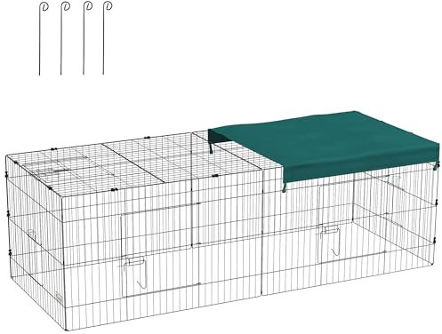 PawHut Gabbia per Conigli da Esterno e Interno con Tettuccio, Recinto per Animali Piccoli, Cincillà, Galline, Verde