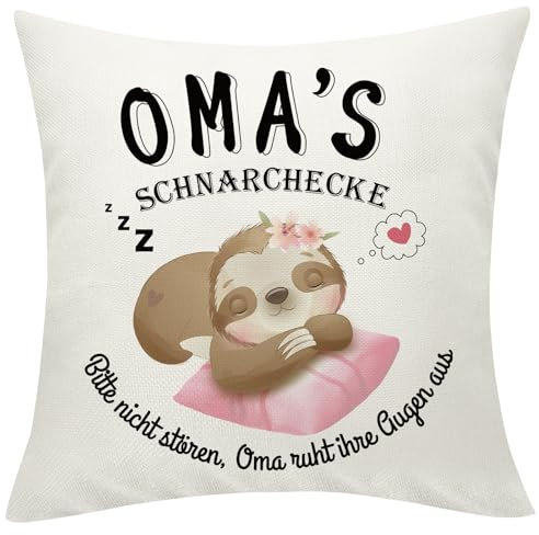 Yamonic Geschenke für Oma - Faultier Kissenbezug 45x45cm zum Muttertag und Geburtstag - Omas Schnarchecke