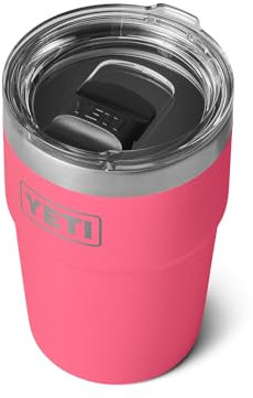 YETI Rambler 16 oz Stackable Tumbler, Vacuum Insulated, Stainless Steel with MagSlider Lid, Tropical Pink
