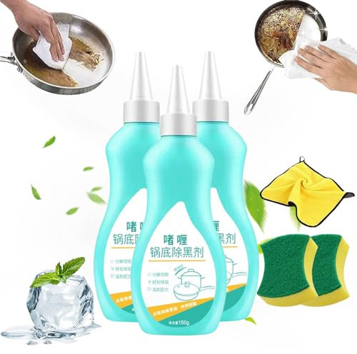 Magic Gel Cleaner For Pots And Pans,Gel Cleaner For Cookware Bottom,Bottom Of The Pot Black Scale Cleaner,Kitchen Metal Polishing Cleaner,Stainless Steel Cleaner For Pots And Pans (3pcs)
