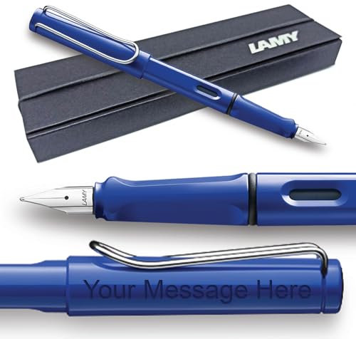 Fountain Pen Lamy Safari - Personalised with Engraving (Blue, 1.9mm Italic Nib)