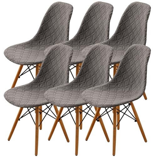 LANSHENG Stuhlhussen 6er Set, Stretch Stuhlhussen für Esszimmerstühle, Abnehmbarer Waschbarer Stuhlüberzug Stuhlbezug für Küch (Taupe, 6er Set)