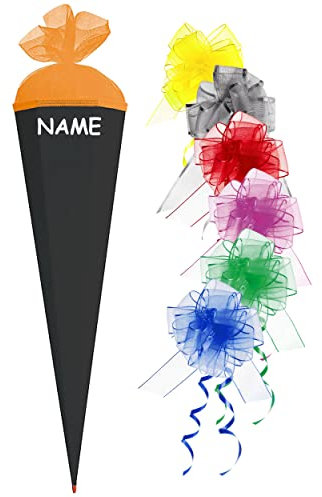Schultüte - Rohling - schwarz Größenwahl 35 cm bis 100 cm incl. Namen und Schleife - mit Holzspitze - Zuckertüte ALLE Größen - Roth - zum Basteln, Bemal..