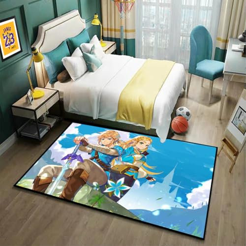 MUICIN Teppiche, 3D-gedruckte Zelda Schlafzimmer Fußmatten, gemütliche Schlafzimmer Teppiche, Wohnzimmer, Kinderzimmer Dekor.,50 * 80cm