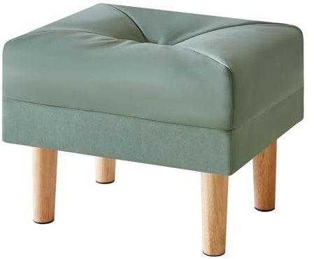 YMYNY Sitzhocker, Ottoman, Fußhocker mit weichem Sitzkissen, Fußstütze aus Kunstleder, 4 verdickte Holzbeine, im Nordischen Stil, für Schlafzimmer, Wohnzimmer, 40 x 29 x 32CM Grün HBD040GR