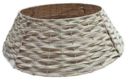 Sharplace Collare per Albero di Natale Gonna per Alberi Decorazione per Eventi Cesto in Rattan, Bianco, 40cmx60cmx17cm