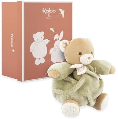 KALOO - Schmusetuch Grüner Bär 17cm - Ultraweiches und Flauschiges Plüschtier für Babys - Zärtlicher Begleiter ab der Geburt - Ideale Größe für kleine Hände - Geschenk zur Geburt - K214007