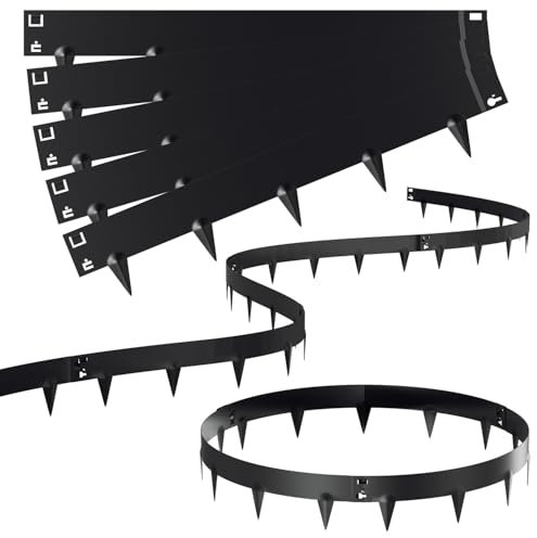 Eikuavons Rasenkante Metall Mähkante, 100x18cm Beeteinfassung mit Dornen, Flexible Verformbar Beetumrandung für Hof Garten Bauernhof verwendet Werden, Schwarz (Länge 5m - Höhe 18cm)