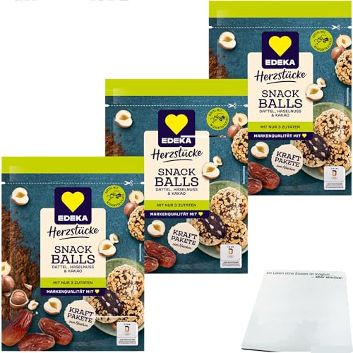 usy Bundle für Edeka Snack Balls Dattel Haselnuss 3er Pack (3x145g Beutel) + usy Block