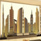 GZGZG Living Room Silk Cloth Mural 3D Wallpaper Golden City Building Bedroom Home Decor Art Sticker Wall Painting
