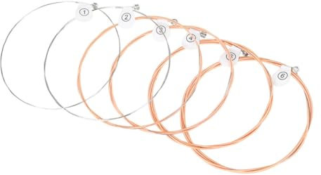 Milisten Cuerdas de Guitarra Madera Juego de 6 Cuerdas de Repuesto Bronce Accesorios para Guitarra Folk Sonido Rico y Suave