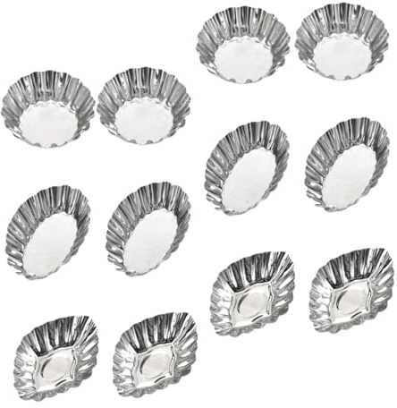 Hohopeti 12pcs Egg Tart Mold Round Muffins Muffin Tray Large Reusable Cooking Number Cake Cases Bake Egg Tart Pan Stainless Steel