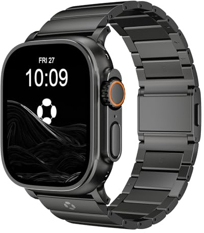 FiNESTONE CRNS02 - Correa de titanio compatible con Apple Watch Ultra 3/2/1 de 49 mm, Series 11/10 de 46 mm a 24 mm de ancho, correa de titanio ajustable para Apple Watch, correa de color premium a